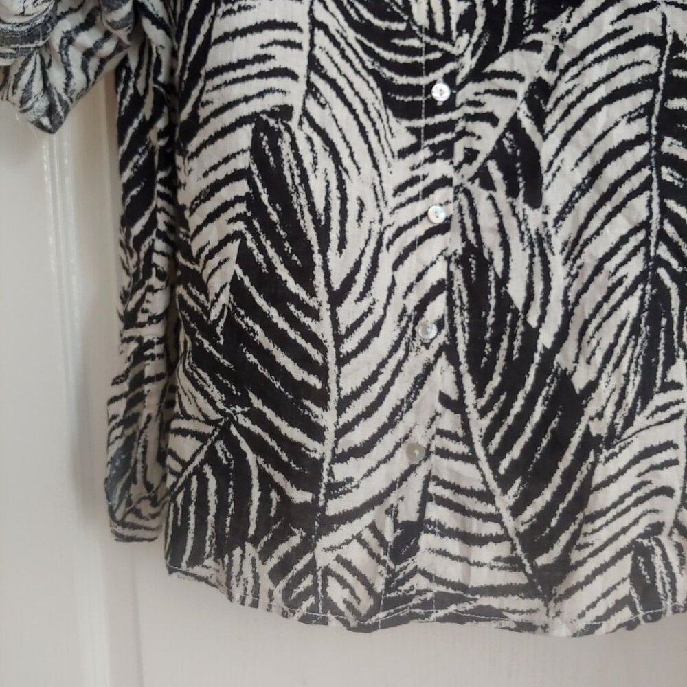 Cynthia Rowley Womens Leaf Print Linen Button Top Business Mature 3X Top - Picture 9 of 12
